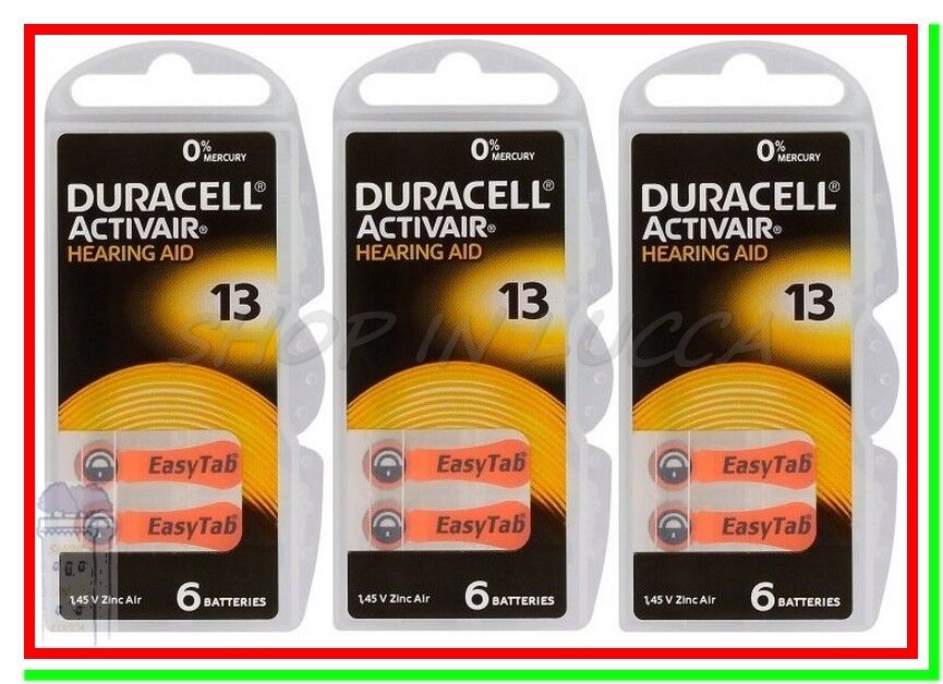 18 DURACELL 13 Batterie PR48 Activair Protesi Pile per Apparecchi Acustici Udito