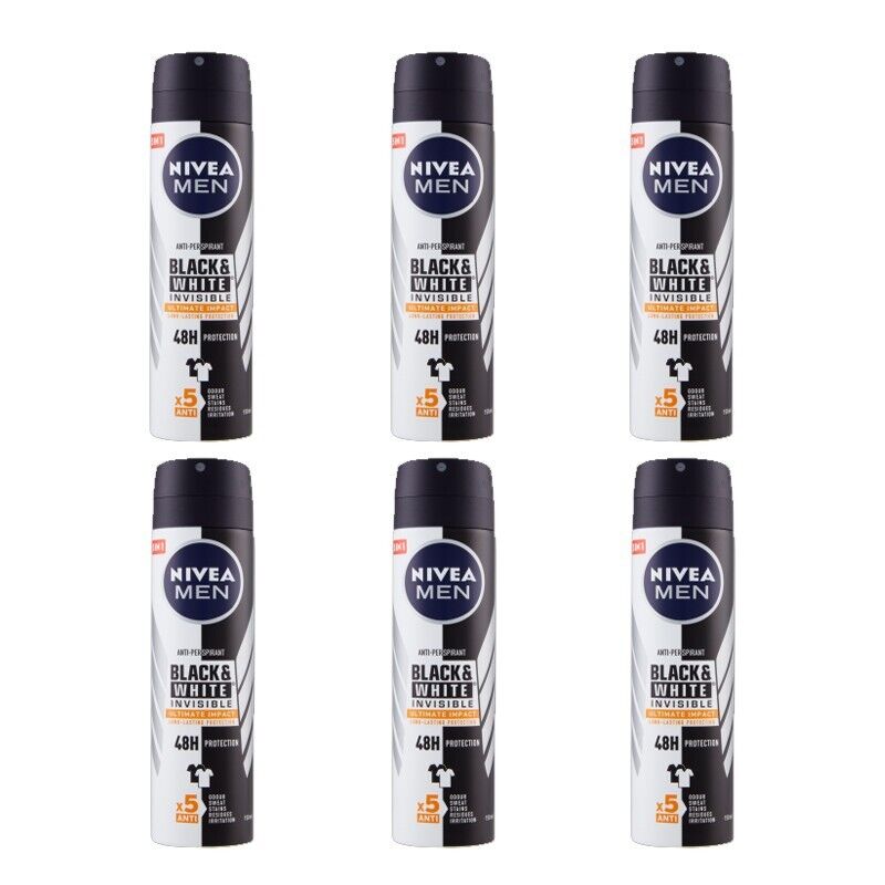 6pz Nivea Men Black & White Invisible Ultimate Impact 150ml