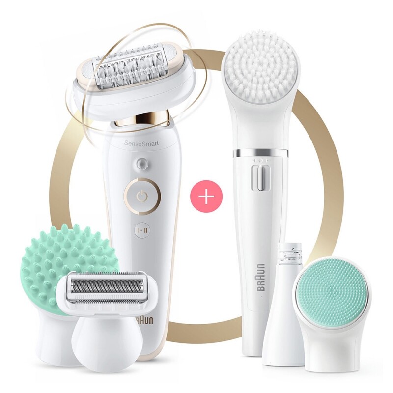 BRAUN SILK-ÉPIL 9 FLEX 9-300 EPILATORE ELETTRICO - TESTINA FLESSIBILE BIANCO/ORO