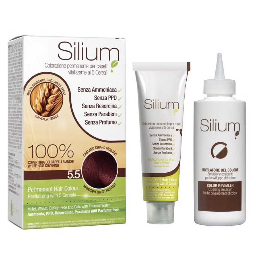 Silium Colorazione Permanente Capelli In Crema 5.5 Castano Chiaro Mogano Tinta