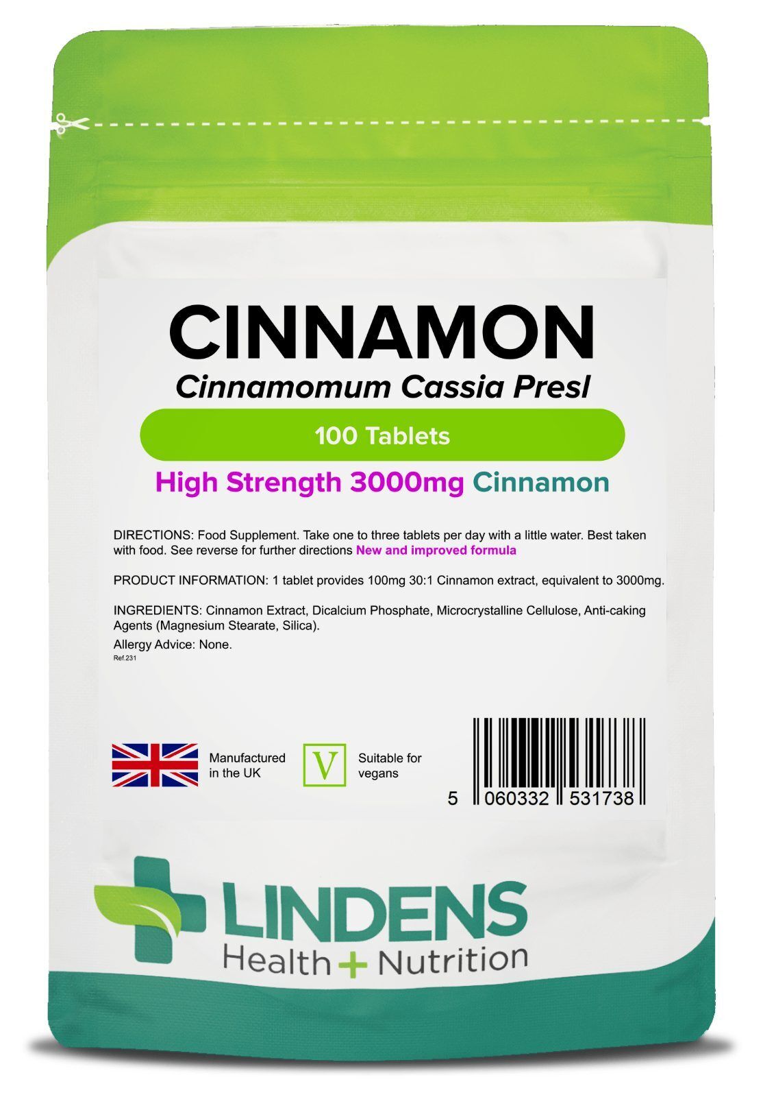 Lindens Compresse di Cannella 3000mg 100 Compresse estratto Corteccia Cannella