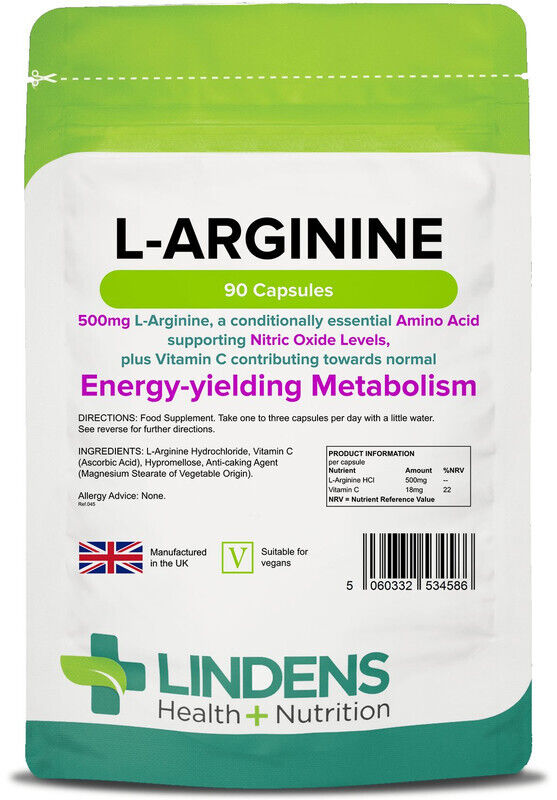 Lindens L-Arginina 500mg 90 Capsule di argi l arginina ossido nitrico