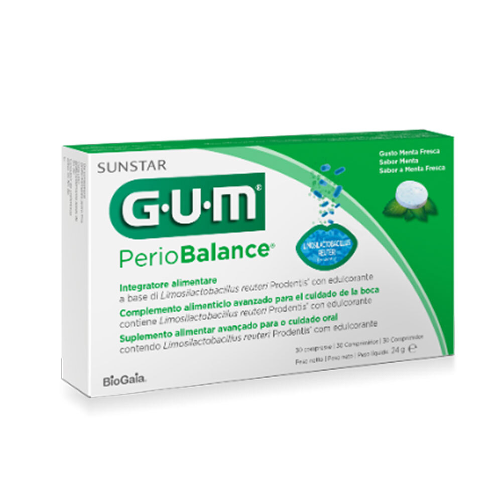 GUM PerioBalance Integratore per la Pulizia dei Denti Gusto Menta, 30 Compresse