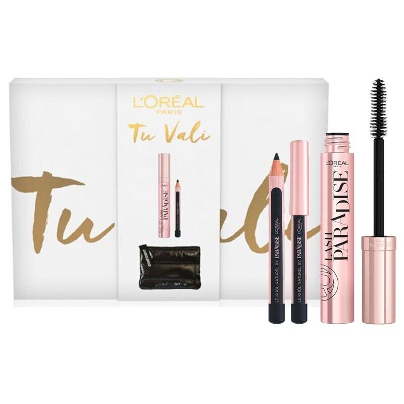 L'Oreal cofanetto mascara Lash Paradise + matita Le Khol Naturel + beauty travel