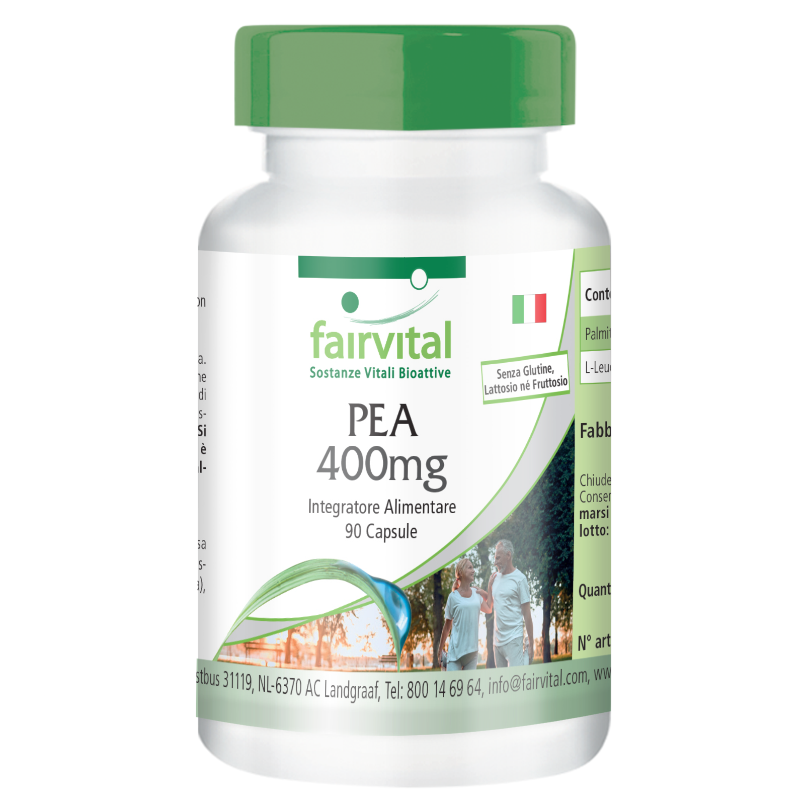 PEA 400 mg - 90 capsule palmitoiletanolamide - per 3 mesi - VEGAN | fairvital