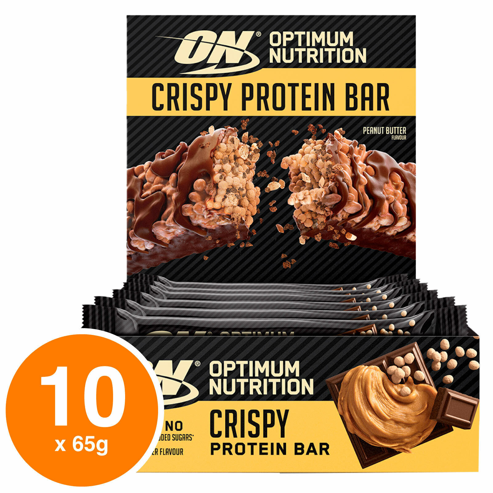 ON Optimum Nutrition Crispy Protein Bars Burro Di Arachidi - 10 Barrette da 65g