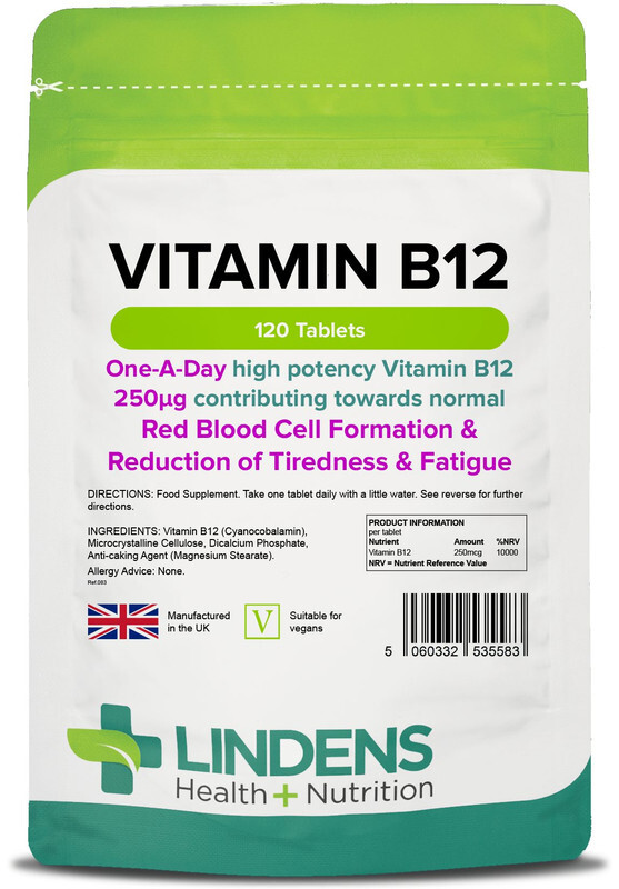 Lindens Vitamina B12 250mcg 3-PACCO 300 Compresse Potenza 1 al giorno B 12 B-12
