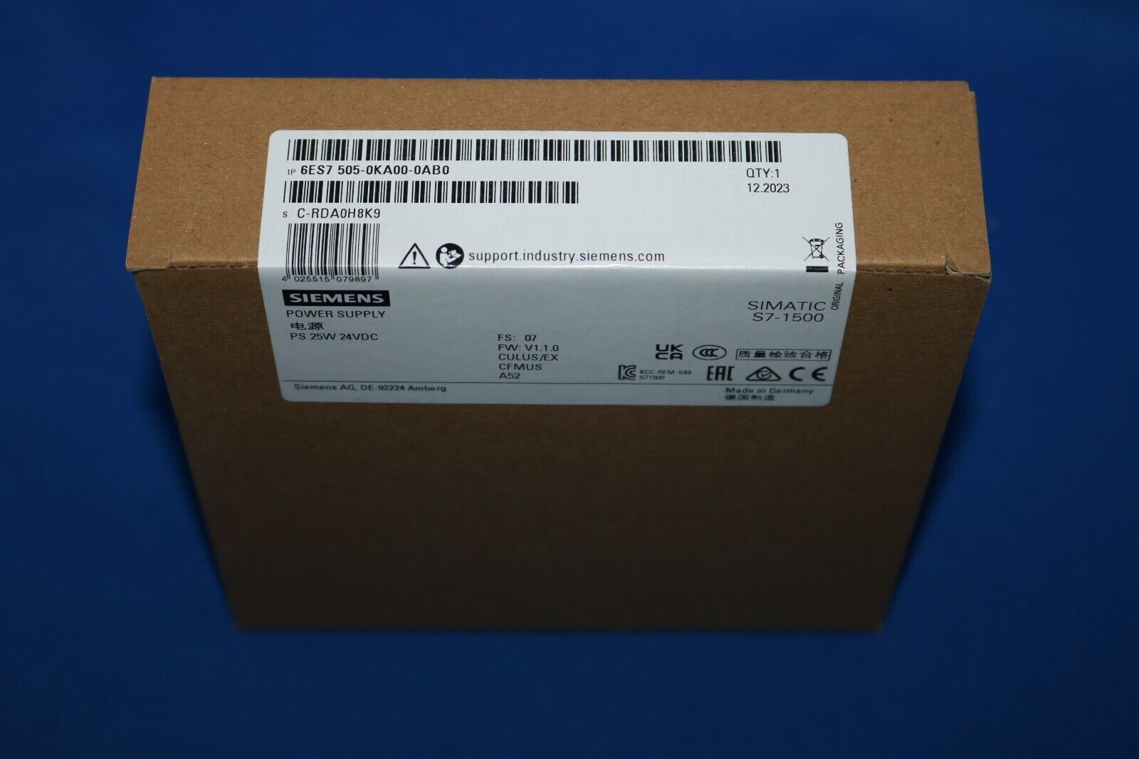 Alimentatore SIMATIC s7-1500 6ES7505-0KA00-0AB0 PS 25 W 24 V DC