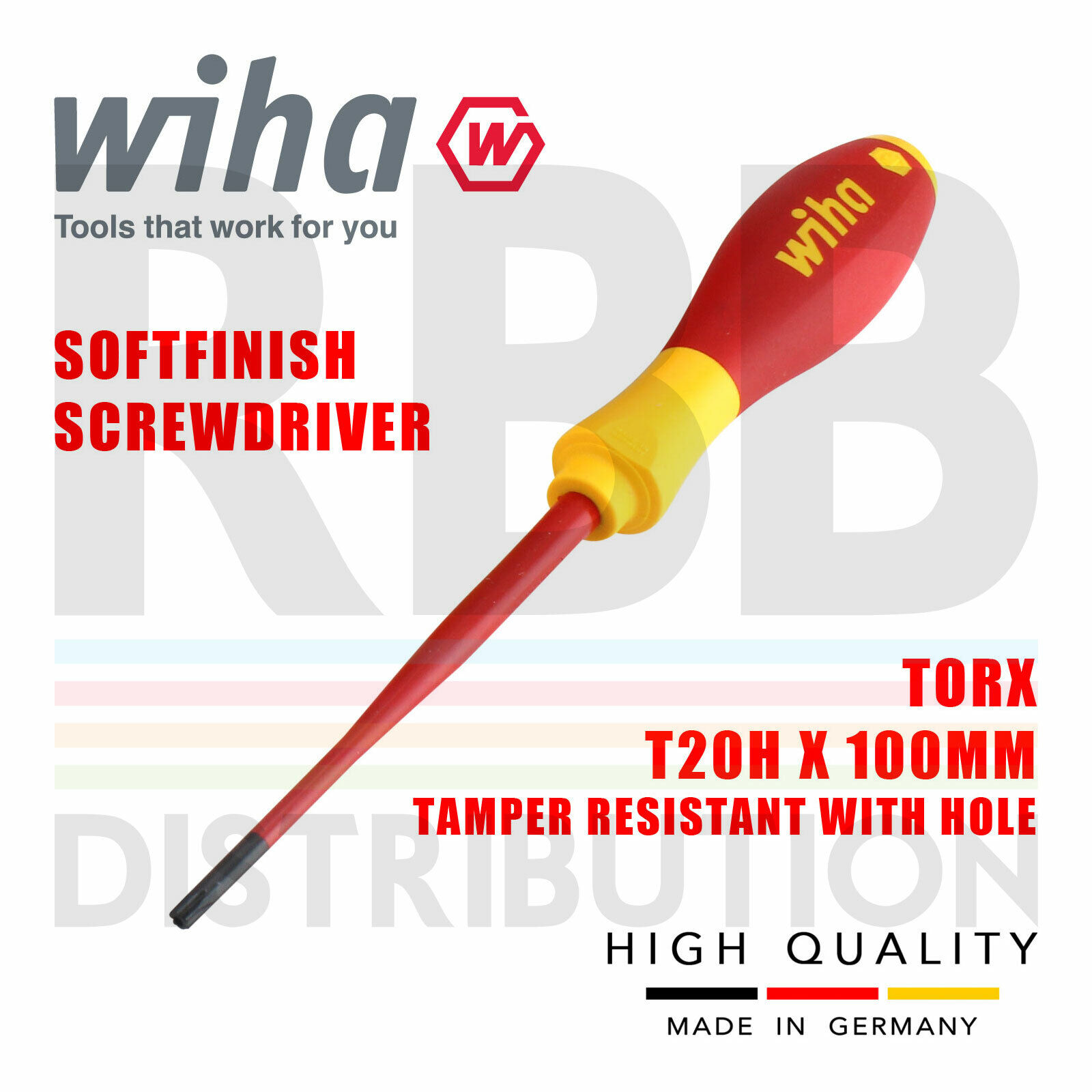 Wiha Cacciavite Torx T20H Slimfix Per Softfinish VDE Elettrico Sicurezza 41143