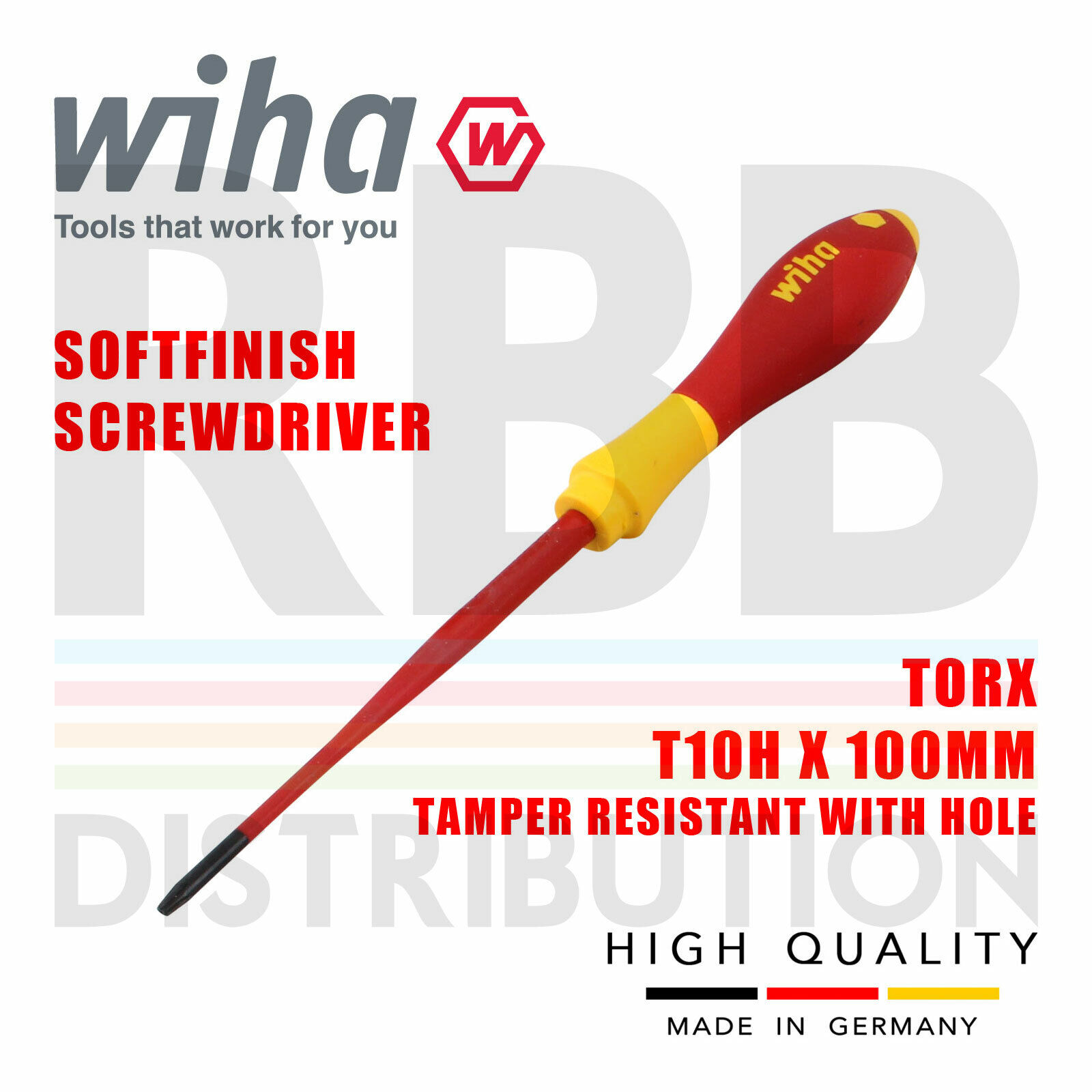 Wiha Cacciavite Torx T10H Slimfix Per Softfinish VDE Elettrico Sicurezza 41141