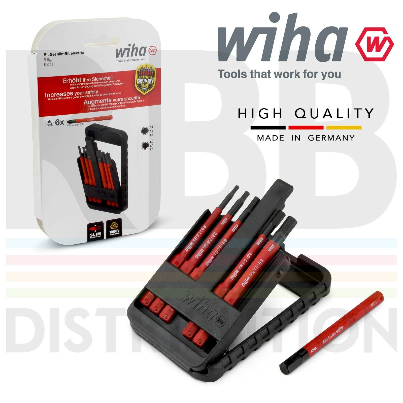 Wiha Slimbits Esagonale Cacciavite Set 2mm A 6mm 6pcs 1000v VDE Elettrico 43156