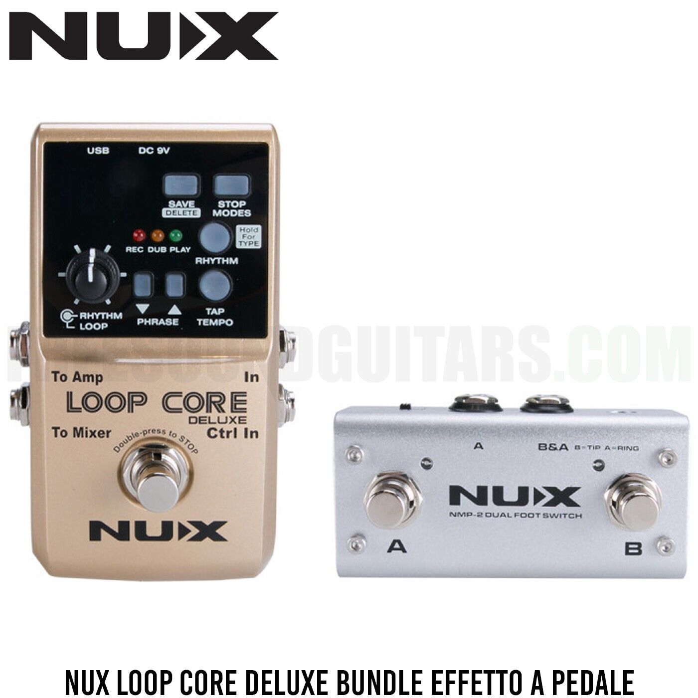 NUX LOOP CORE DELUXE BUNDLE + NMP2 Dual footswitch Loop + 40 pattern di batteria