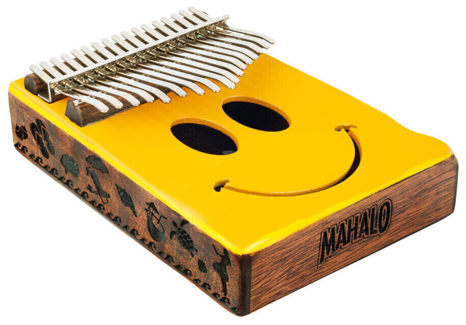 Mahalo Kalimba Gialla 17 Chiavi Smile Design Legno con Custodia Inclusa Regalo