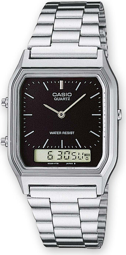 Casio Orologio Unisex Analogico Digitale Quarzo Nero Acciaio AQ 230A 1DMQYES