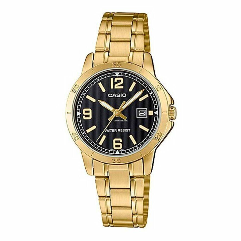CASIO LTP-V004G-1BUDF OROLOGIO DONNA ACCIAIO DORATO NERO DATA 30mm SOTTOCOSTO