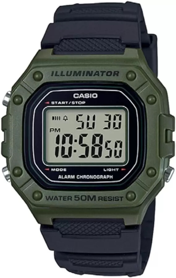 Orologio Uomo Casio in Resina Collection Multifunzione W-218H-3AVEF Nero