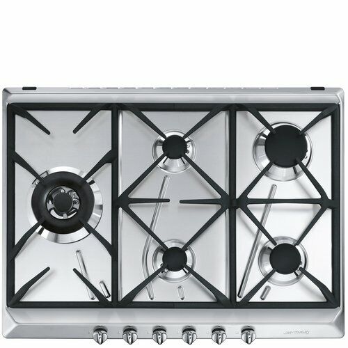 Piano cottura gas Smeg Contemporanea SRV575GH5 Inox griglie in Ghisa 5 fuochi