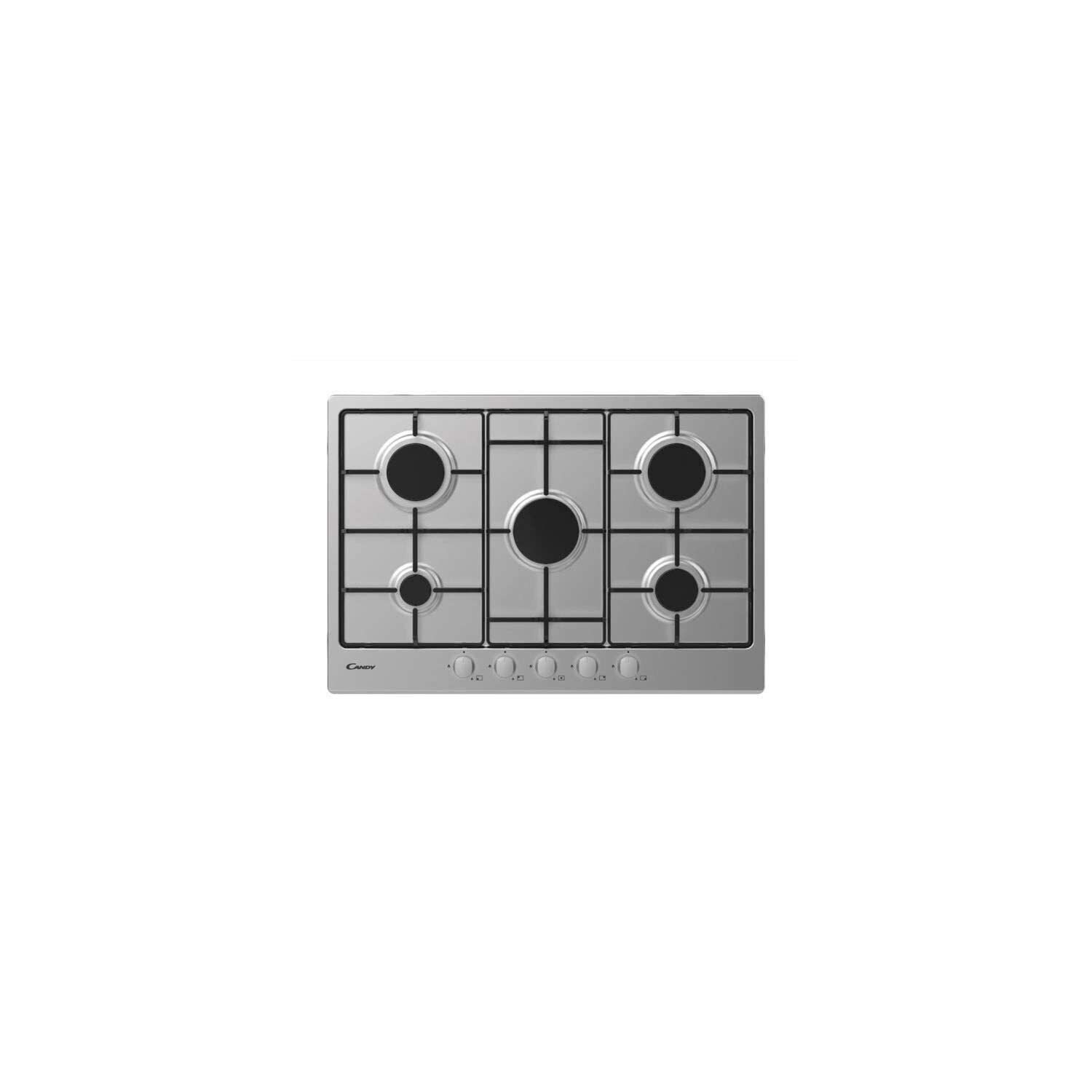 Piano Cottura 5 Fuochi 75 cm Candy a Gas Incasso Inox CHW7X