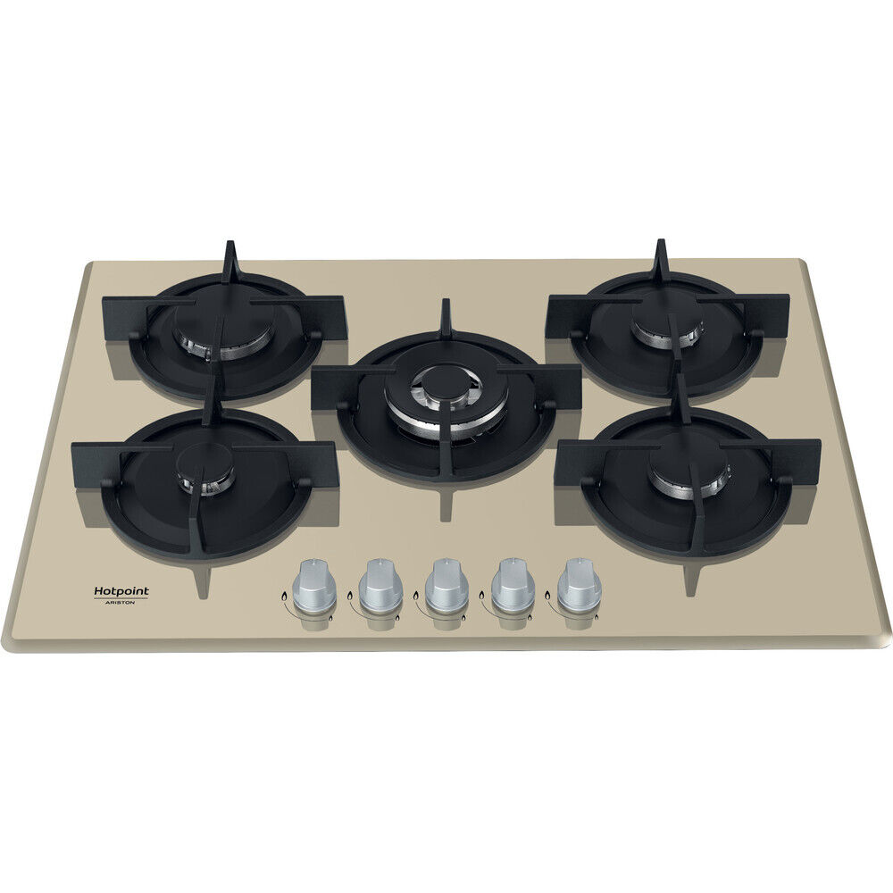HOTPOINT HAGD72S/CH PIANO COTTURA 73 CM INCASSO 5 FUOCHI GAS 9LIVELLI CHAMPAGNE