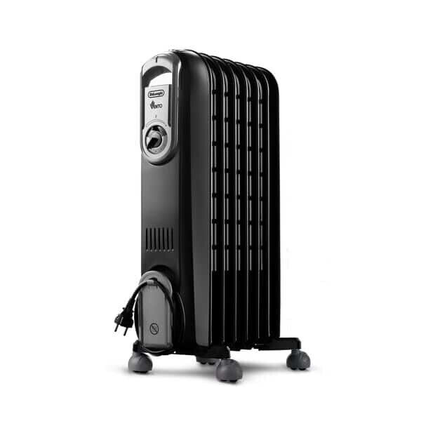 Radiatore Elettrico ad Olio Portatile 7 Elementi 1500W Nero 0109552324 De Longhi