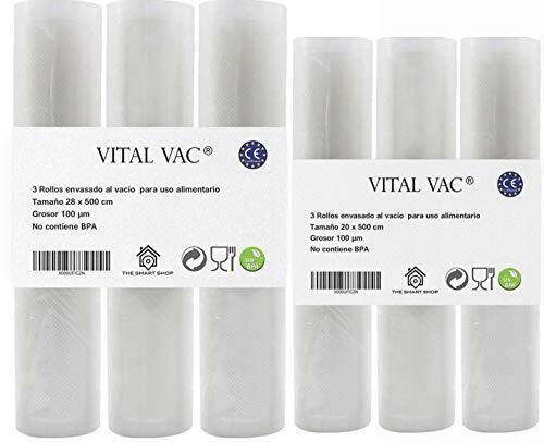 VITAL VAC 6 Rotoli Goffrati di 5 Metri per Sacchetti di Confezionatrice (j1L)