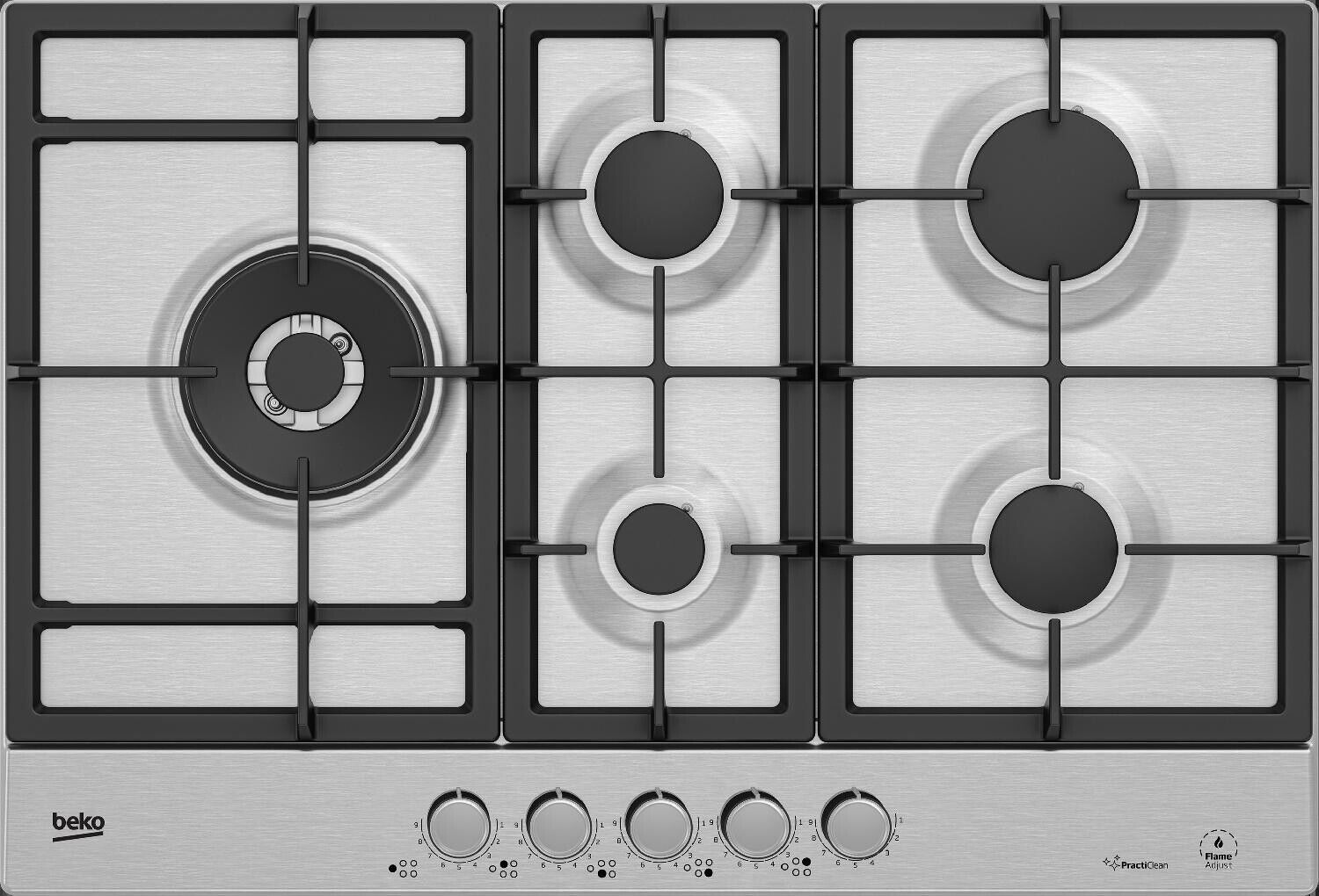 Beko Piano Cottura a Gas 5 Fuochi 75 Cm Inox HIAL75226SXE