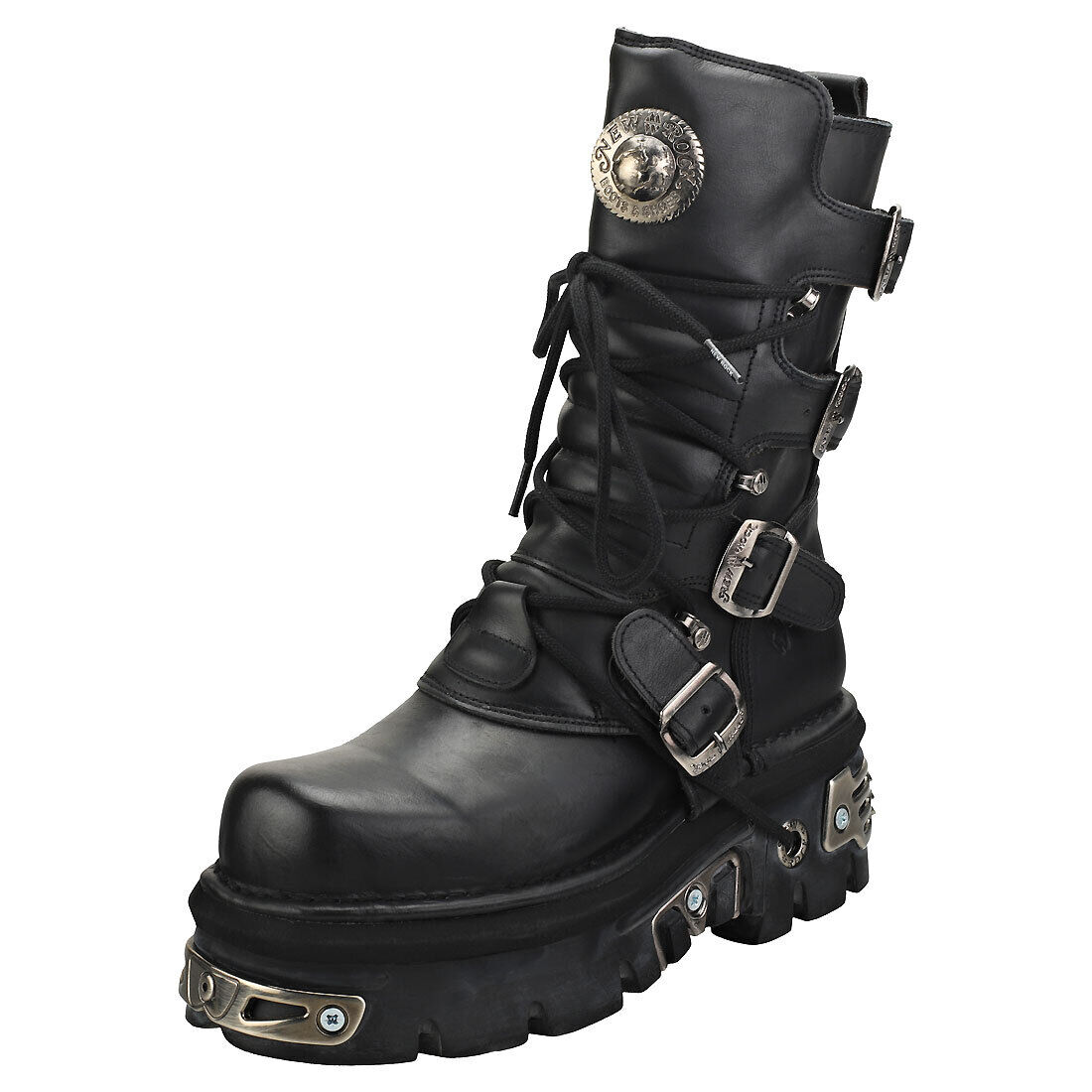 New Rock Reactor Half Boots Unisex Black Stivali Platform - 44 EU