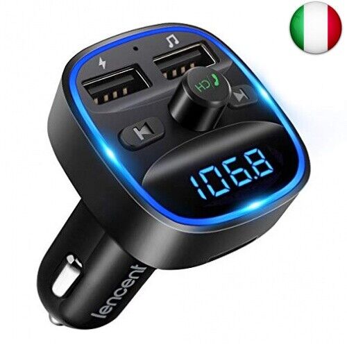 [Versione 2021] LENCENT Trasmettitore FM Bluetooth, FM Trasmettitore per Auto
