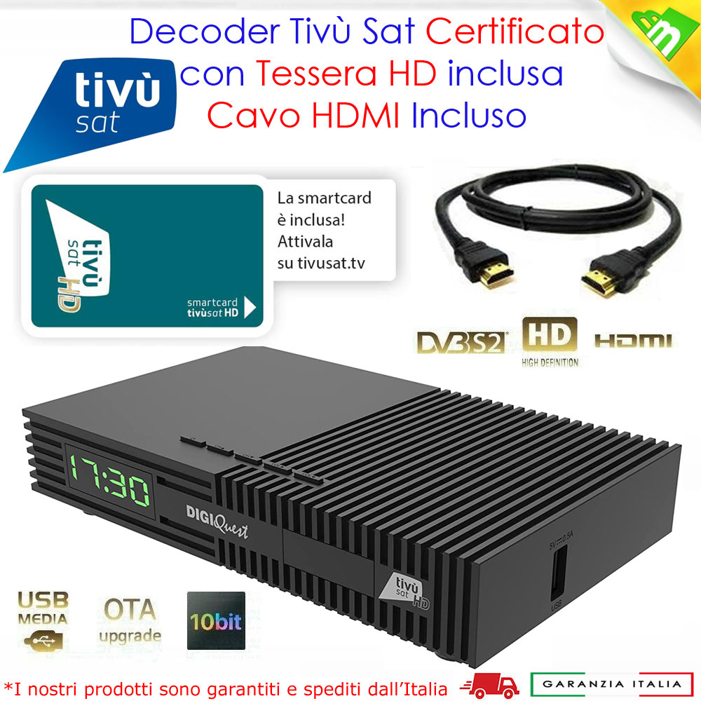 Decoder Tivusat HD HRS-8830 Serie Classic Certificato Tv sat Con Card Inclusa