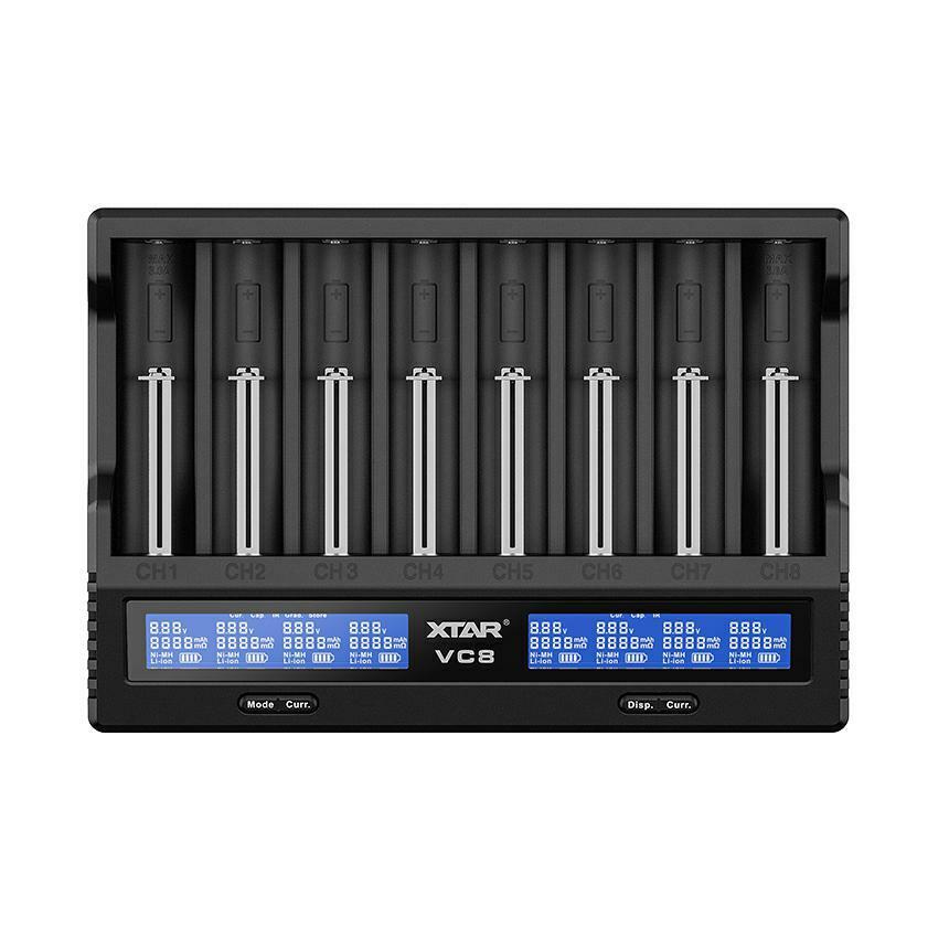 Caricabatterie XTAR VC8 LCD USB x Litio Li-ion Lithium 18650 Ni-MH AA AAA Ni-CD