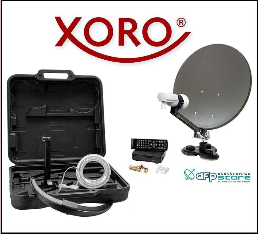 Kit Parabola 35 cm con Decoder Lnb Cavo Bussola Livella per Camper Barche Camion