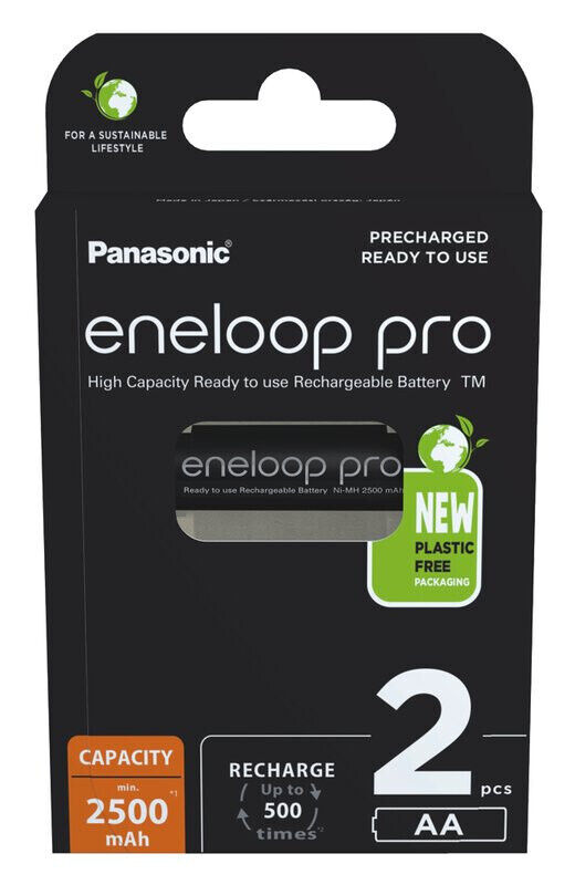 2 BATTERIE AA STILO RICARICABILI ENELOOP -  PRO 2500  mAH
