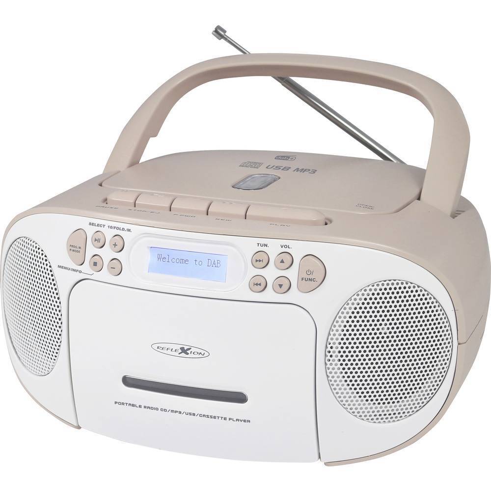 Reflexion Radio CD DAB+, DAB, FM AUX, CD, Cassette, USB Bianco, Rosa