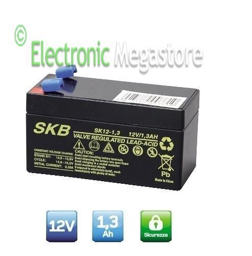 Batteria ermetica al piombo ricaricabile 12v volt 1,3Ah per registratori fiscali