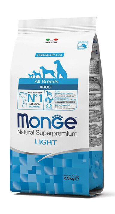 Monge Cane All Breeds Crocchette Light Salmone e Riso Kg.2,5