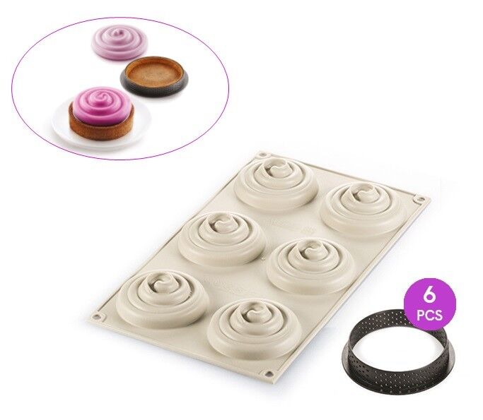 Kit crostata mini Tarte Twist Silikomart anello forato per frolla silicone Rotex