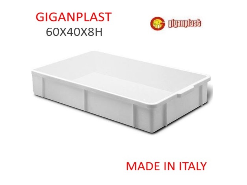 CASSETTA TRANSPORT 60X40X8H SOVRAPP. CONTENITORE PASTICCERIA PANETTI GIGANPLAST