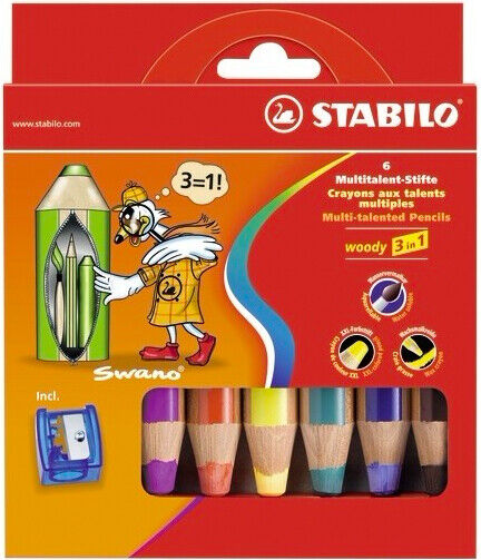 Confezione 6 Stabilo Woody 880 + Temperino Stabilo 8806-2