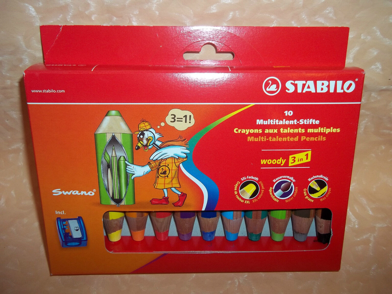 10 MATITE COLORATE MULTIUSO by STABILO (PASTELLO,CERA,ACQUERELLO)  cod.8218