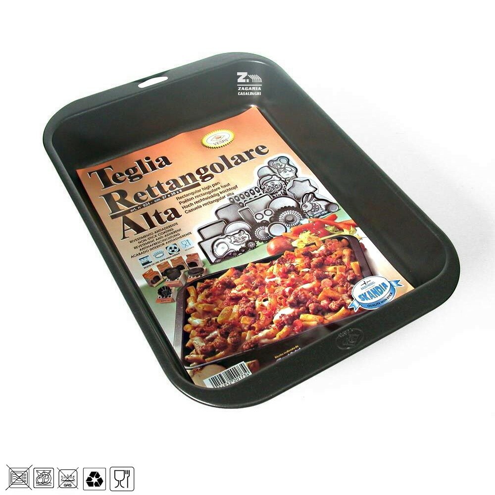 TEGLIA LASAGNERA TEGAME RETTANGOLARE ALLUMINIO ANTIADERENTE Cm 43 X 30 X 5 h