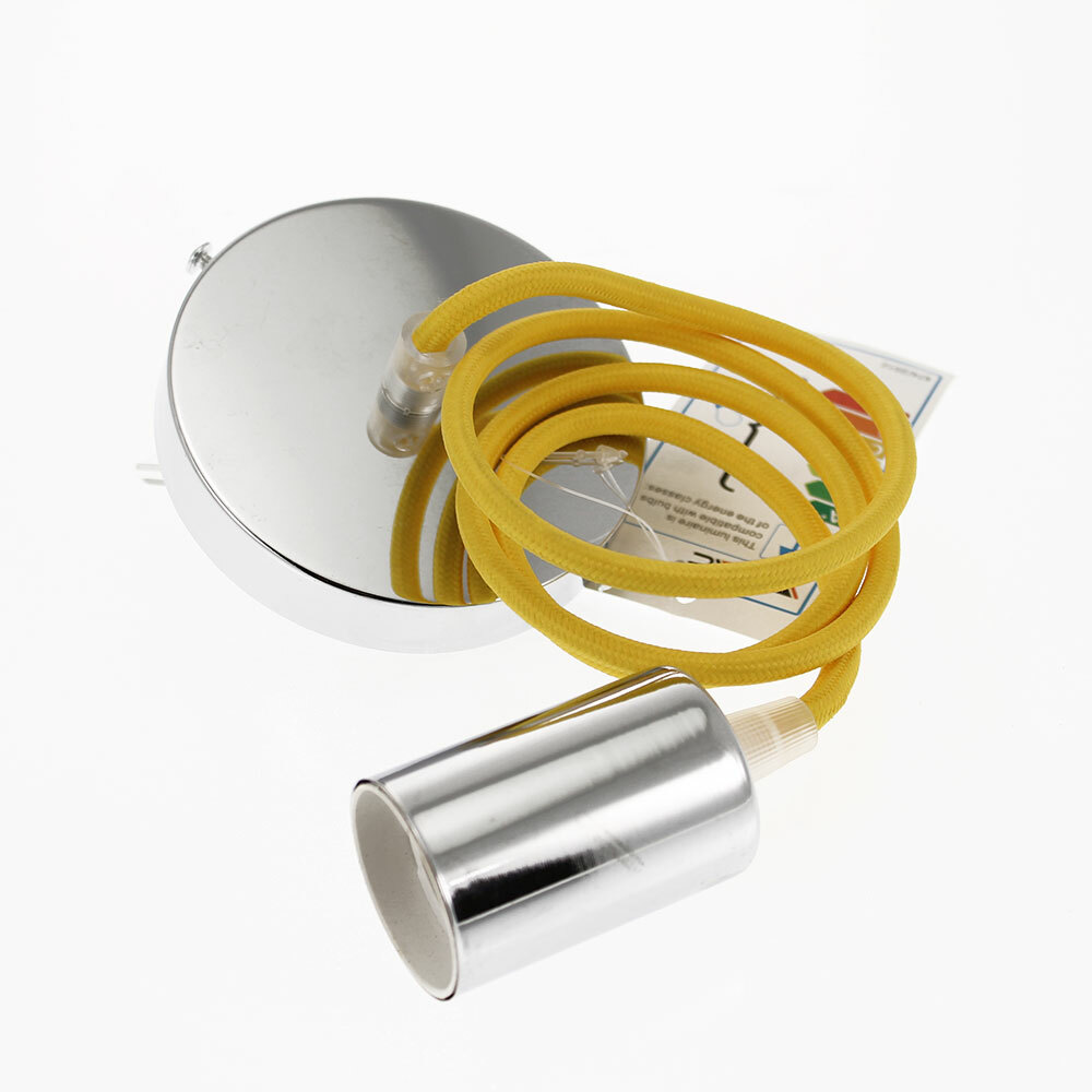 Lampadario stile cromo E27 con portalampada Giallo - V-Tac 3793
