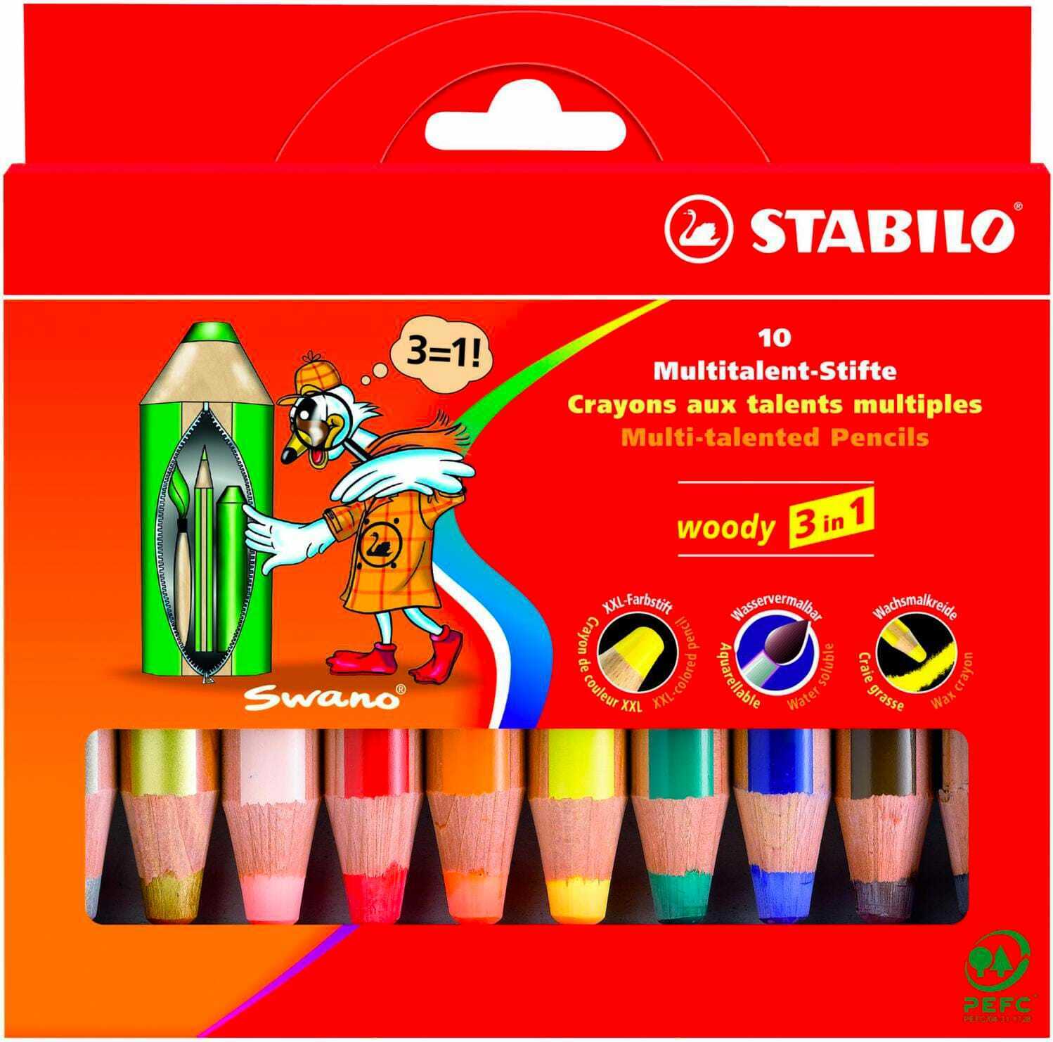 Confezione 10 Stabilo Woody 880 Colori Ass Stabilo 880/10