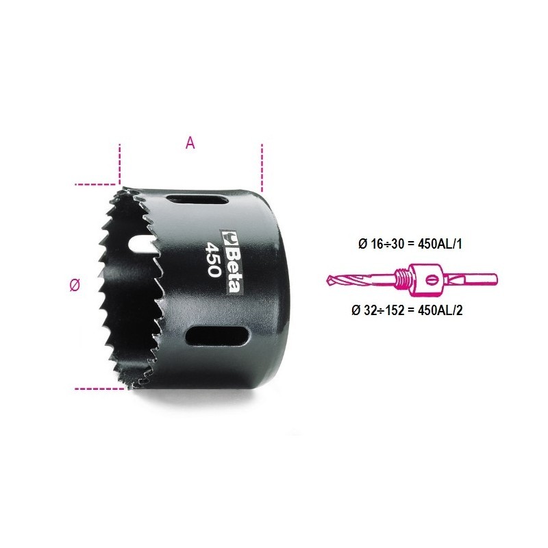 SEGHE A TAZZA IN ACCIAIO HSS-Co 8% MM 108 ART. 450