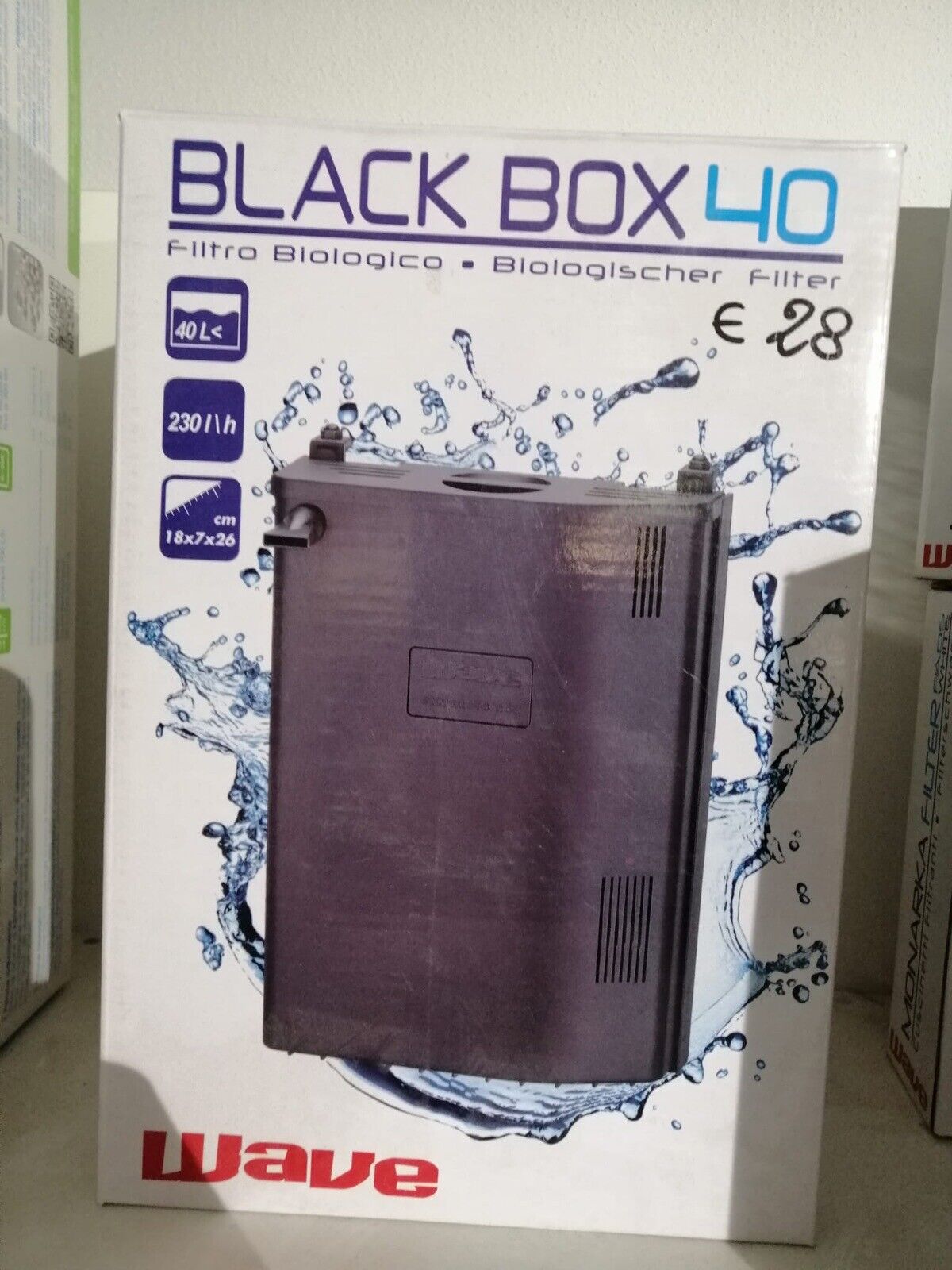 WAVE BLACK BOX 40 FILTRO BIOLOGICO PER ACQUARIO 3 STADI FINO A 40 LITRI NUOVO !!