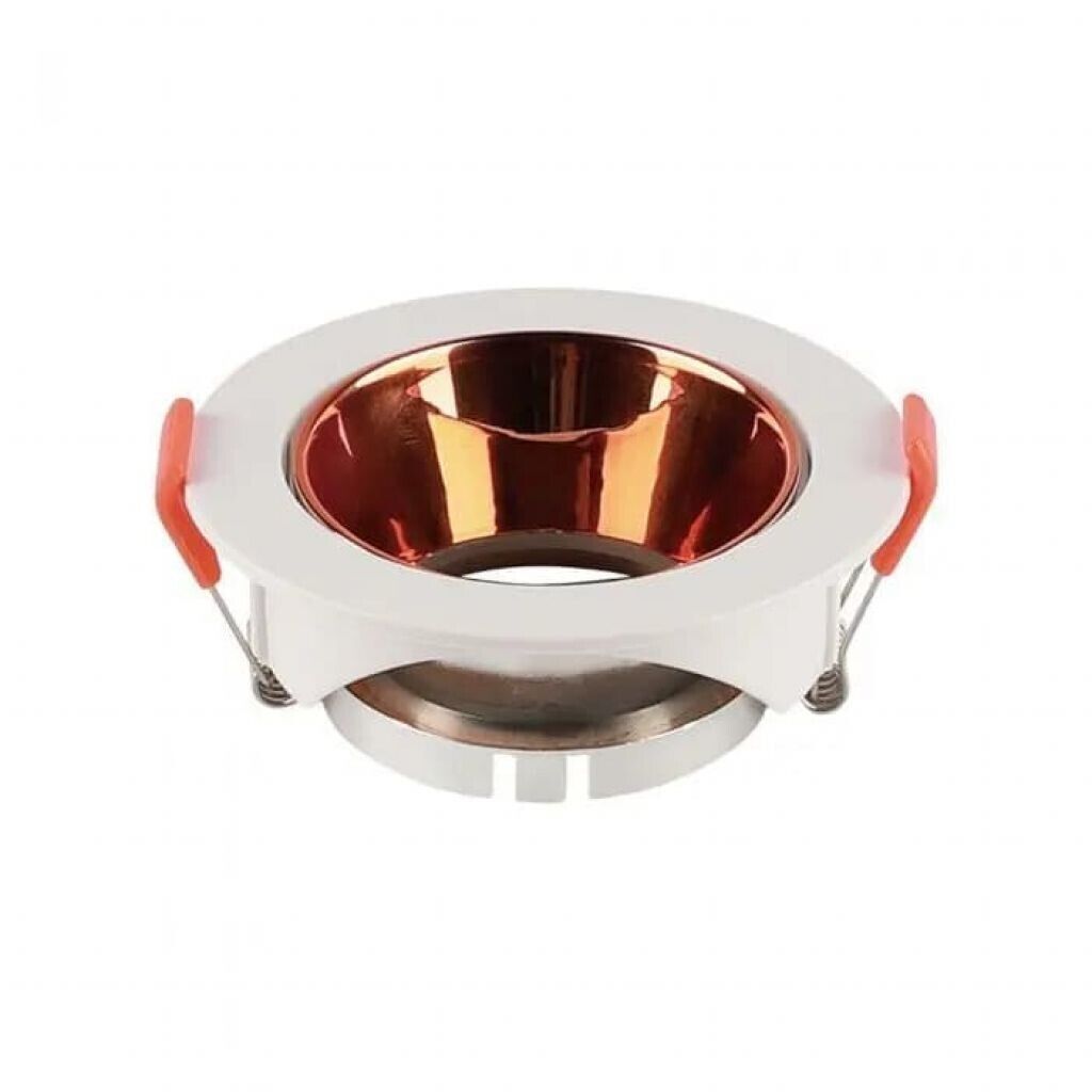 Portafaretto Rotondo Bianco con riflettore oro rosa per Faretti LED GU10 incasso
