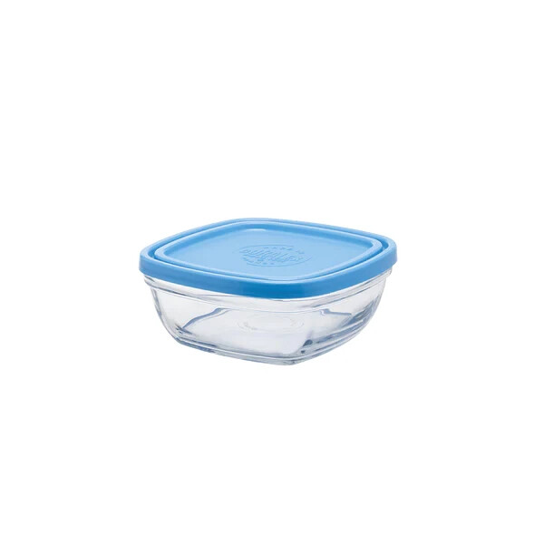 Duralex Contenitore Alimentare In Vetro Con Coperchio Azzurro 14x14 cm