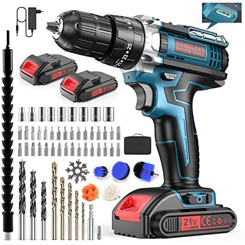 Avvitatore a batteria 21V, Trapano avvitatore batteria, avvitatore (K1r)