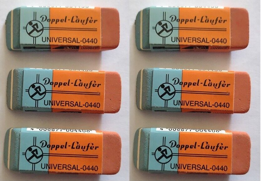 KIT 6 GOMME DOPPEL-LAUFER UNIVERSAL-0440 PER MATITE, MATITE COLORATE, INCHIOSTRI