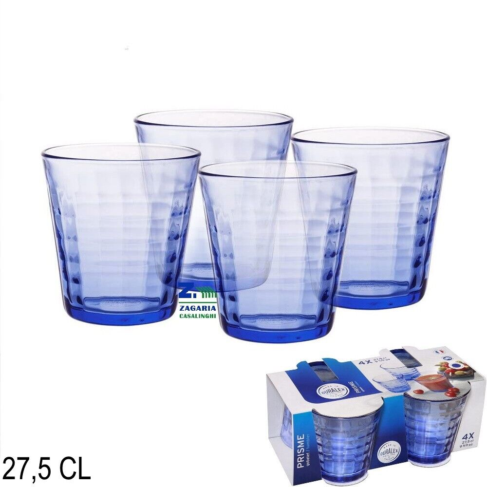 SET 4 PZ BICCHIERI PRISME 27,5 CL COLOR MARINE VETRO TEMPERATO X LAVASTOVIGLIE
