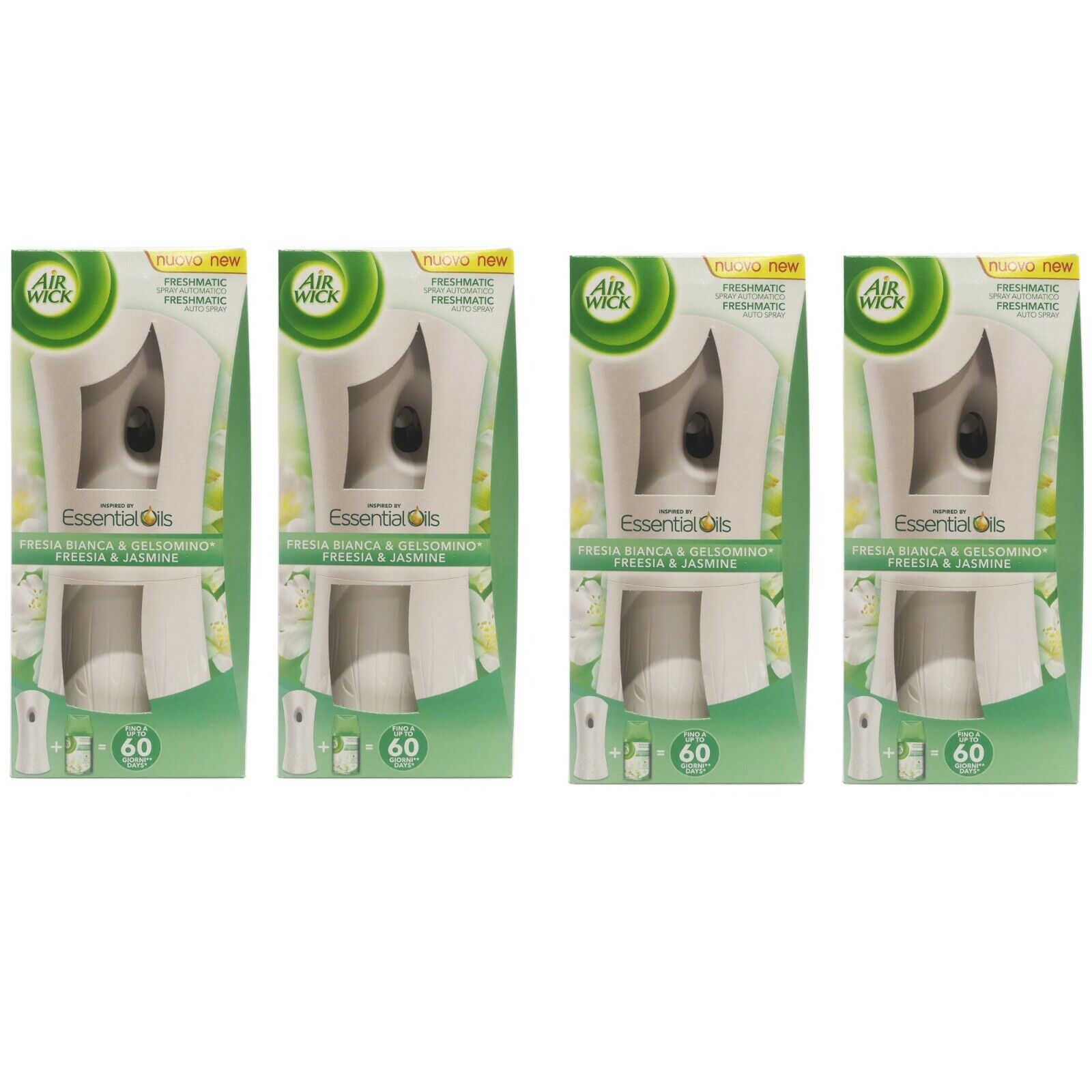 4 pz AIR WICK FRESHMATIC diffusore + ricarica 250ml Fresia Bianca e Gelsomino